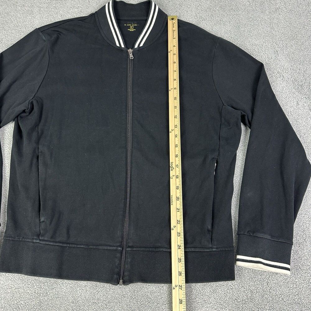 Polo Ralph Lauren Track Jacket Mens Large Double Knit Black Full Zip Red Pony - Picture 11 of 13